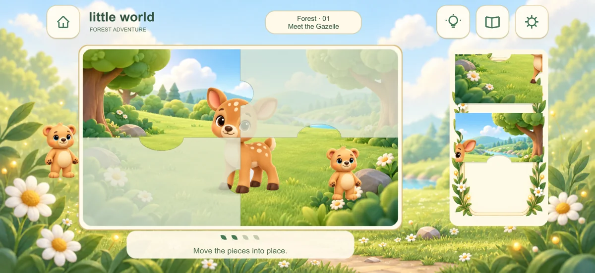 A gazelle picture puzzle in the Forest world